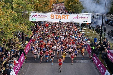 fra starten af Mnchen Marathon - g til hjemmeside her